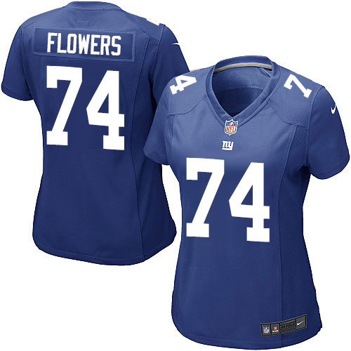 Women's Game Ereck Flowers Nike Jersey Royal Blue Home - #74 NFL New York Giants